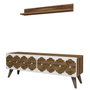 Hanah Home Mueble TV Nogal Diseño Floral Moderno Elegante con Almacenamiento 120cm